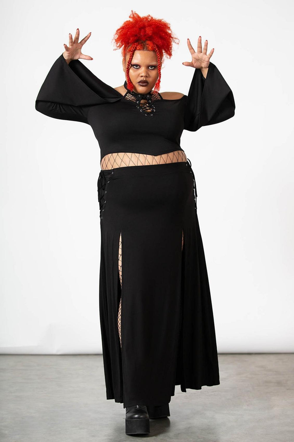 Women Maxi Skirts | Killstar Hellverina Split Maxi Skirt