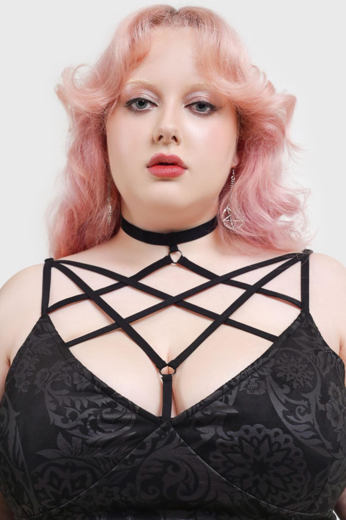 Women Mini | Killstar Magica Skater Dress [BLACK LILY]