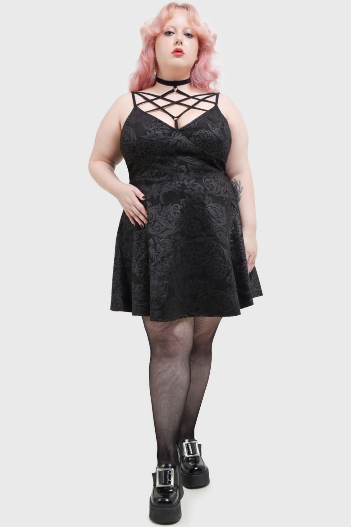 Women Mini | Killstar Magica Skater Dress [BLACK LILY]
