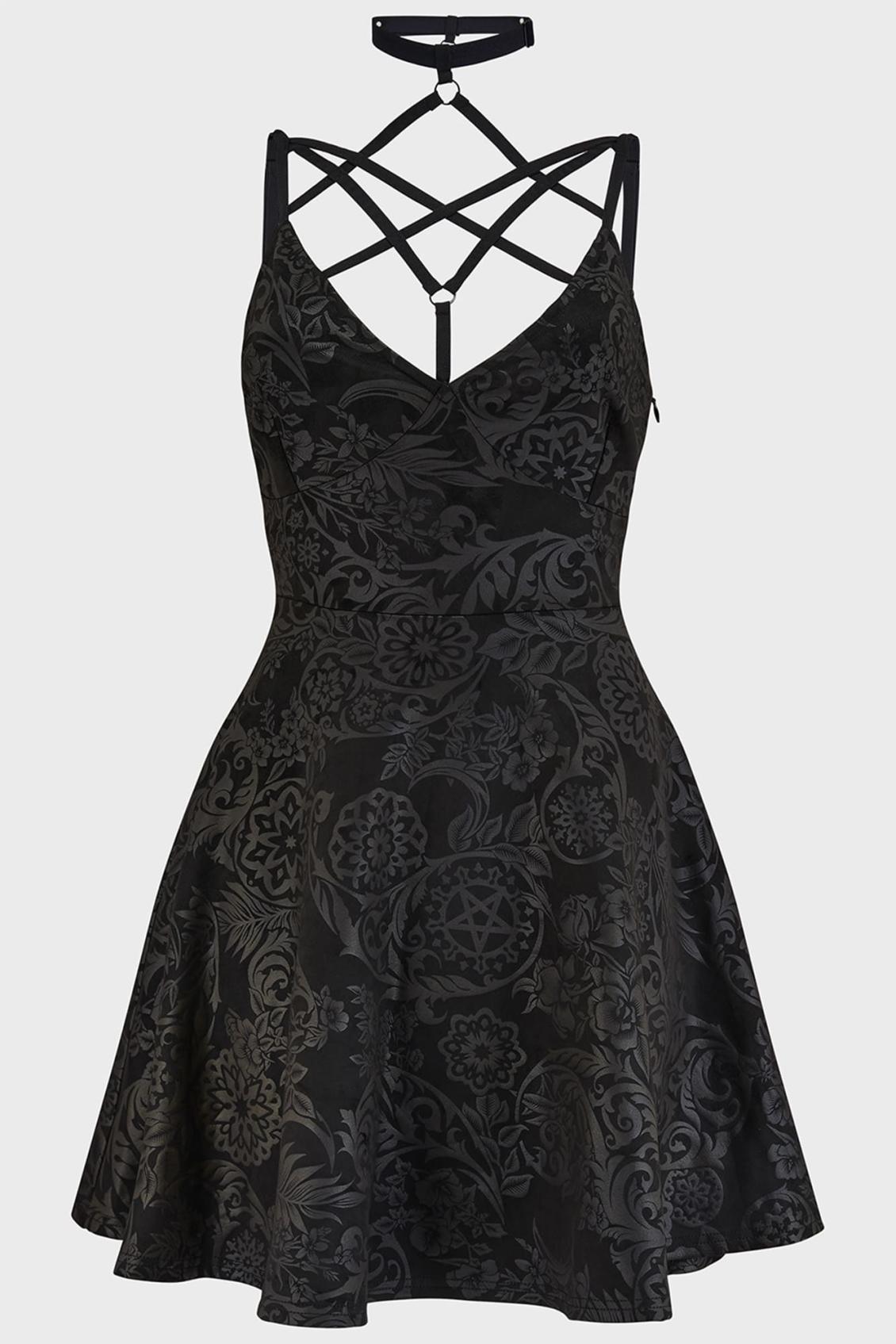 Women Mini | Killstar Magica Skater Dress [BLACK LILY]