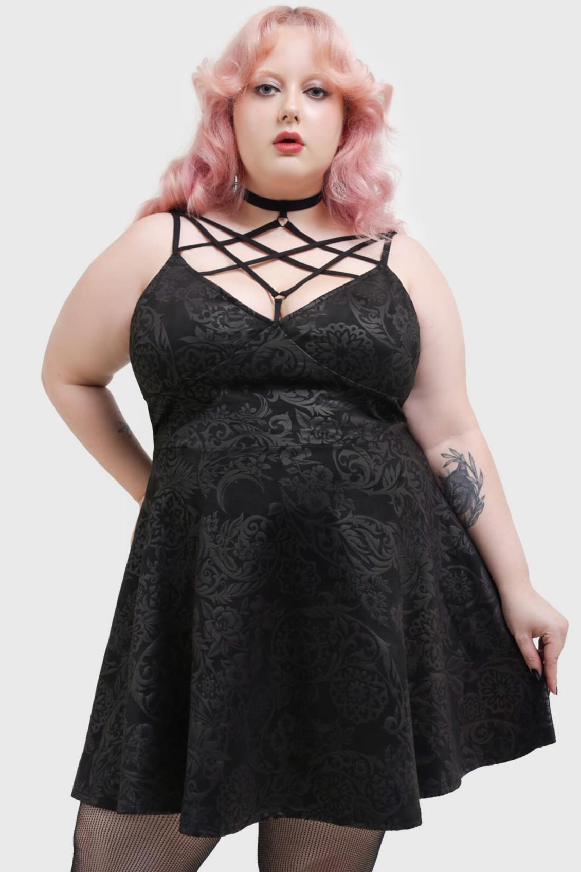 Women Mini | Killstar Magica Skater Dress [BLACK LILY]