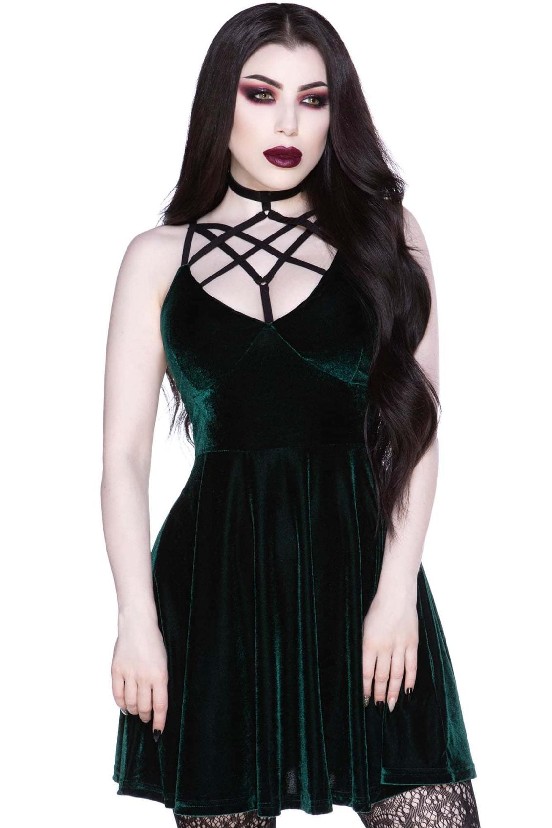 Women Mini | Killstar Magica Skater Dress [EMERALD]
