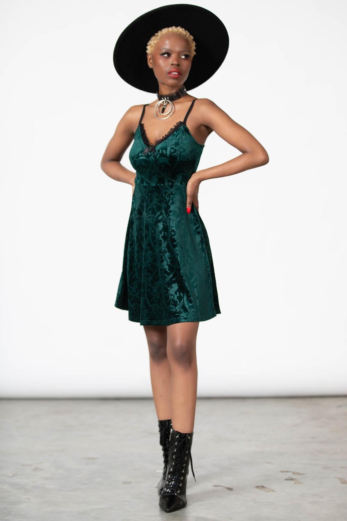 Women Mini | Killstar Mistress Of Mayhem Skater Dress [EMERALD]