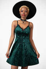 Women Mini | Killstar Mistress Of Mayhem Skater Dress [EMERALD]