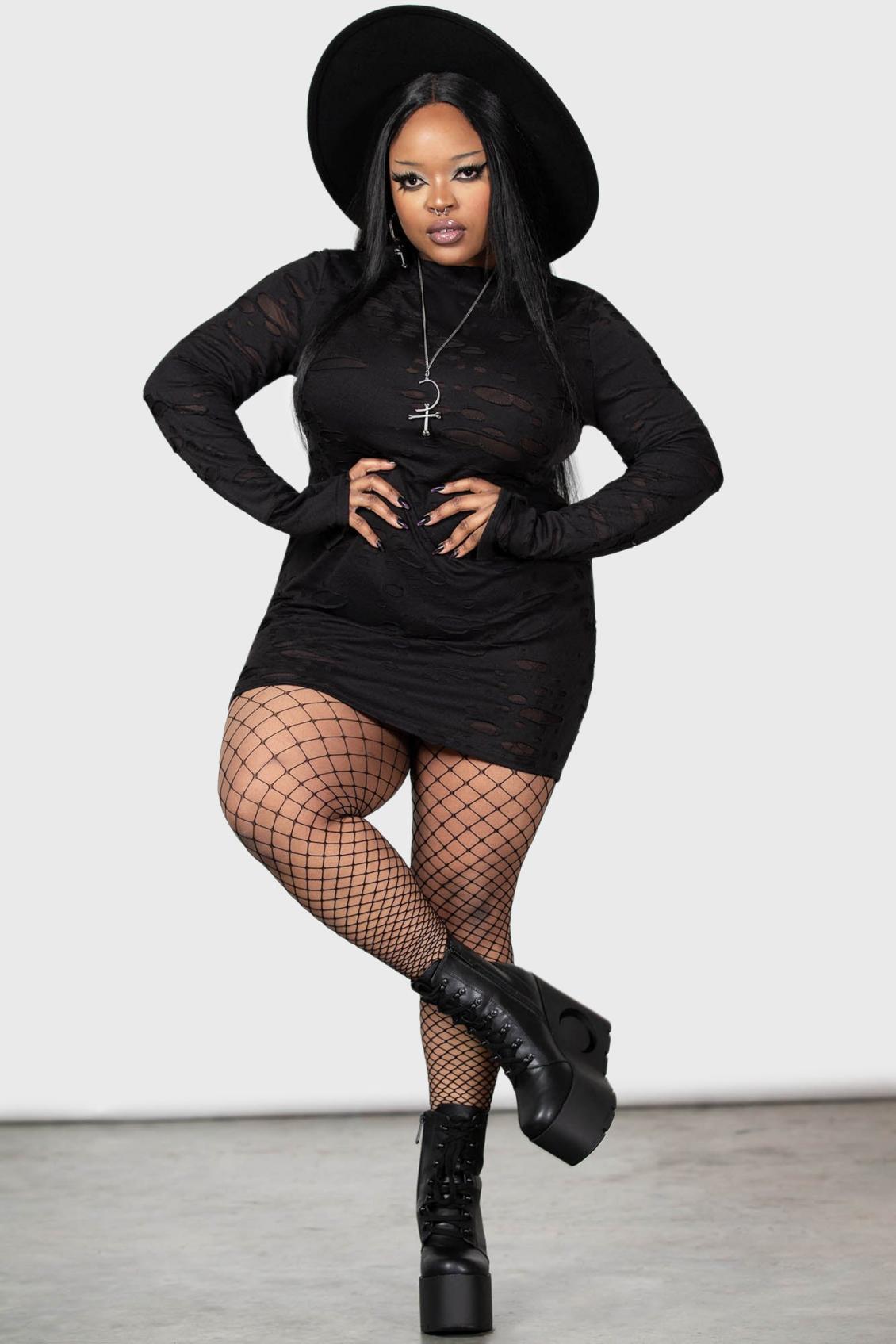 Women Mini | Killstar Sinners Glimmer Long Sleeve Dress