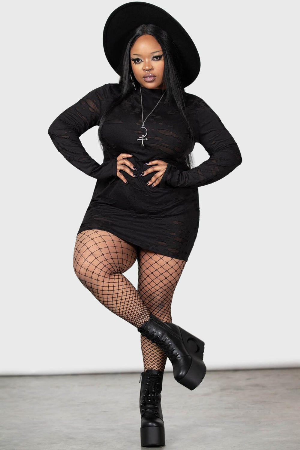 Women Mini | Killstar Sinners Glimmer Long Sleeve Dress