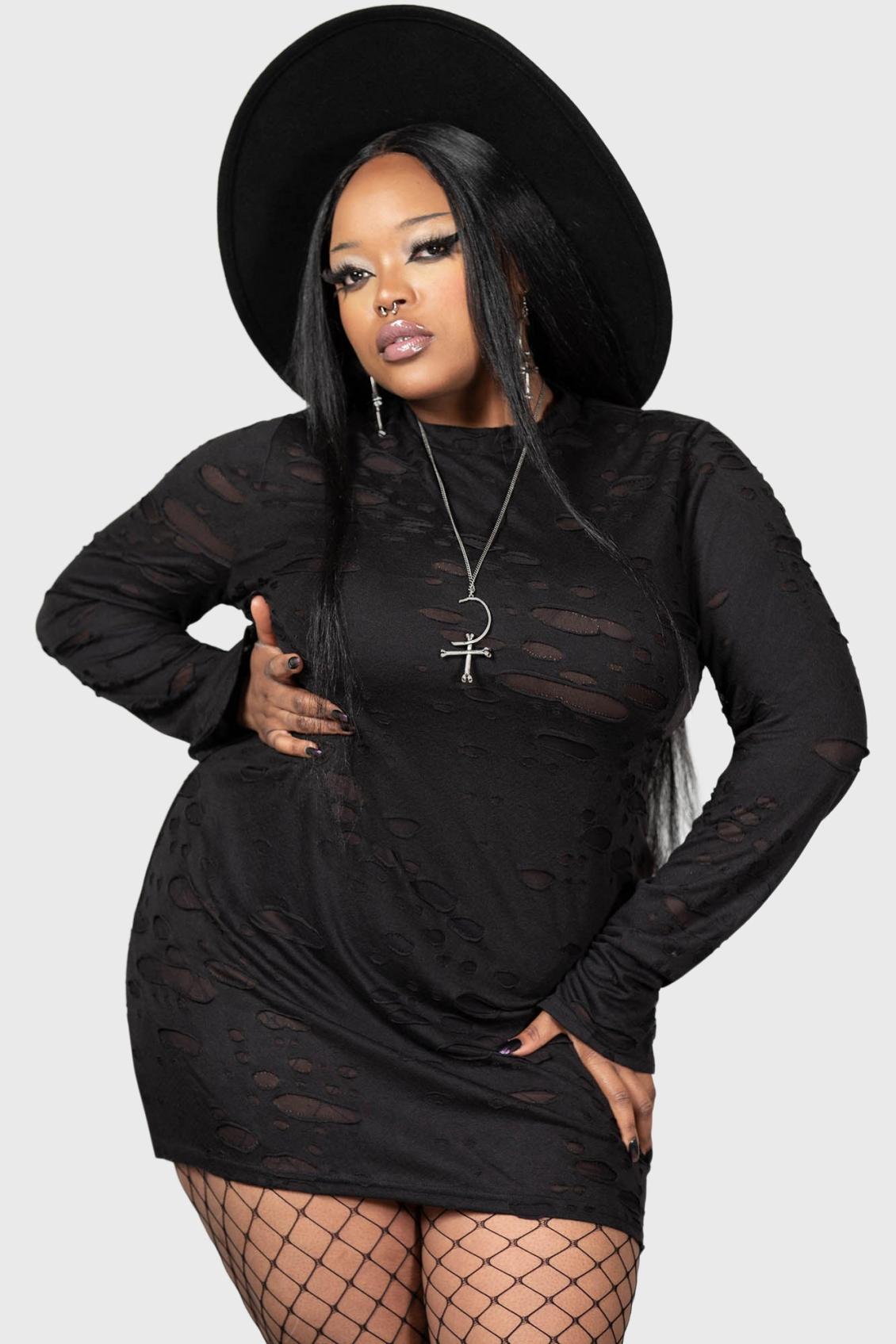 Women Mini | Killstar Sinners Glimmer Long Sleeve Dress