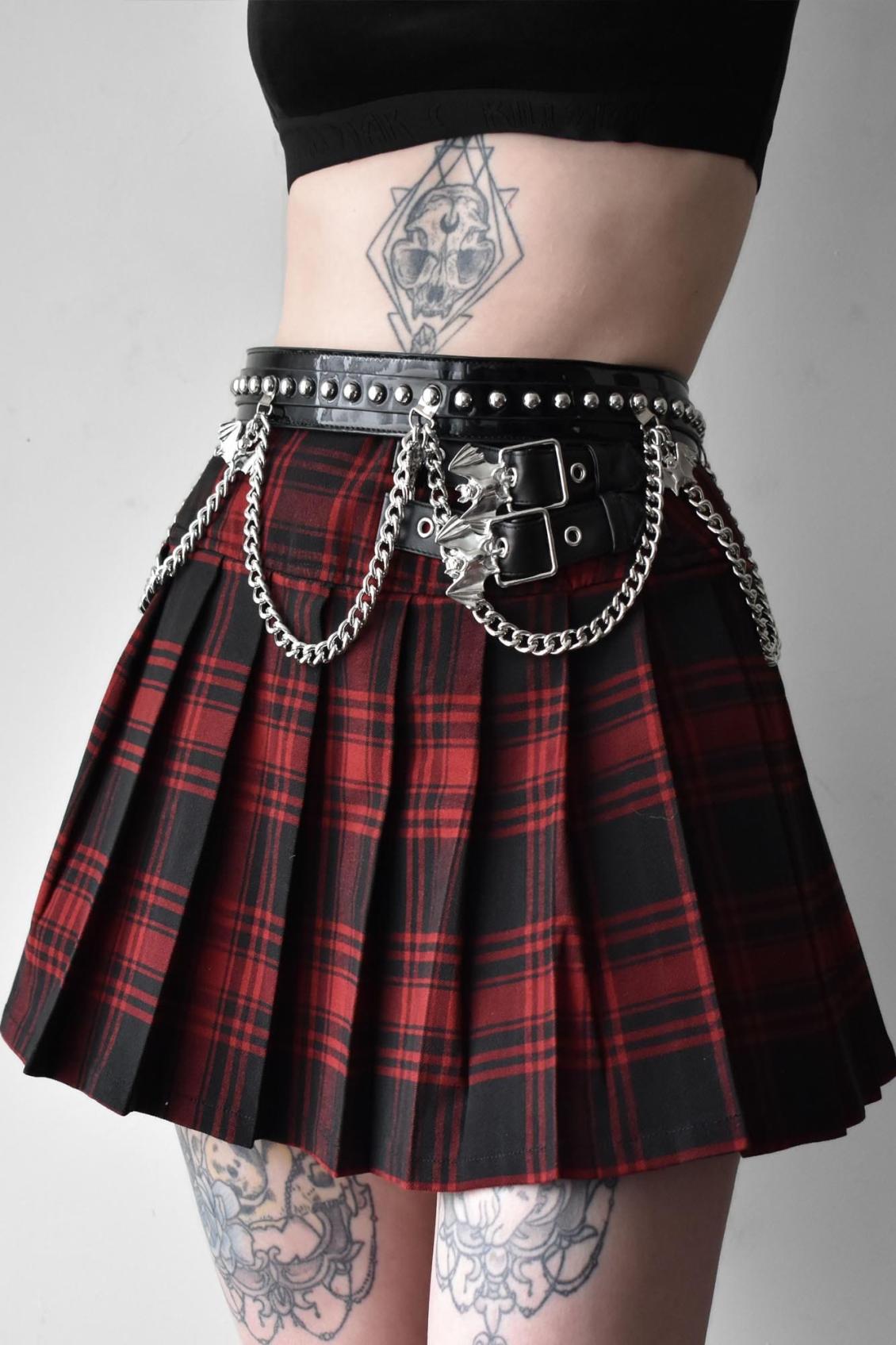 Women Mini Skirts | Killstar Bat Girl Skirt [TARTAN]