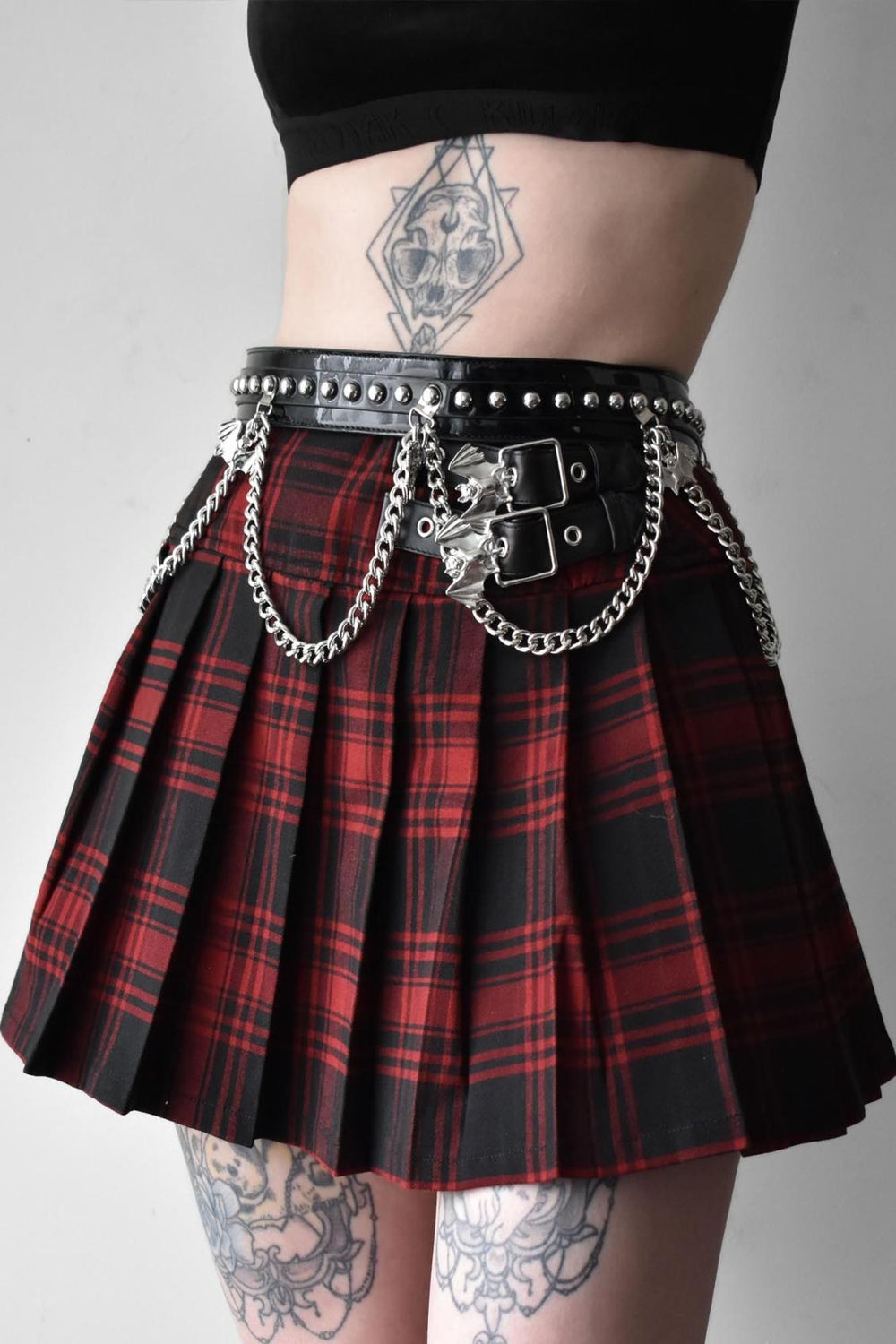 Women Mini Skirts | Killstar Bat Girl Skirt [TARTAN]