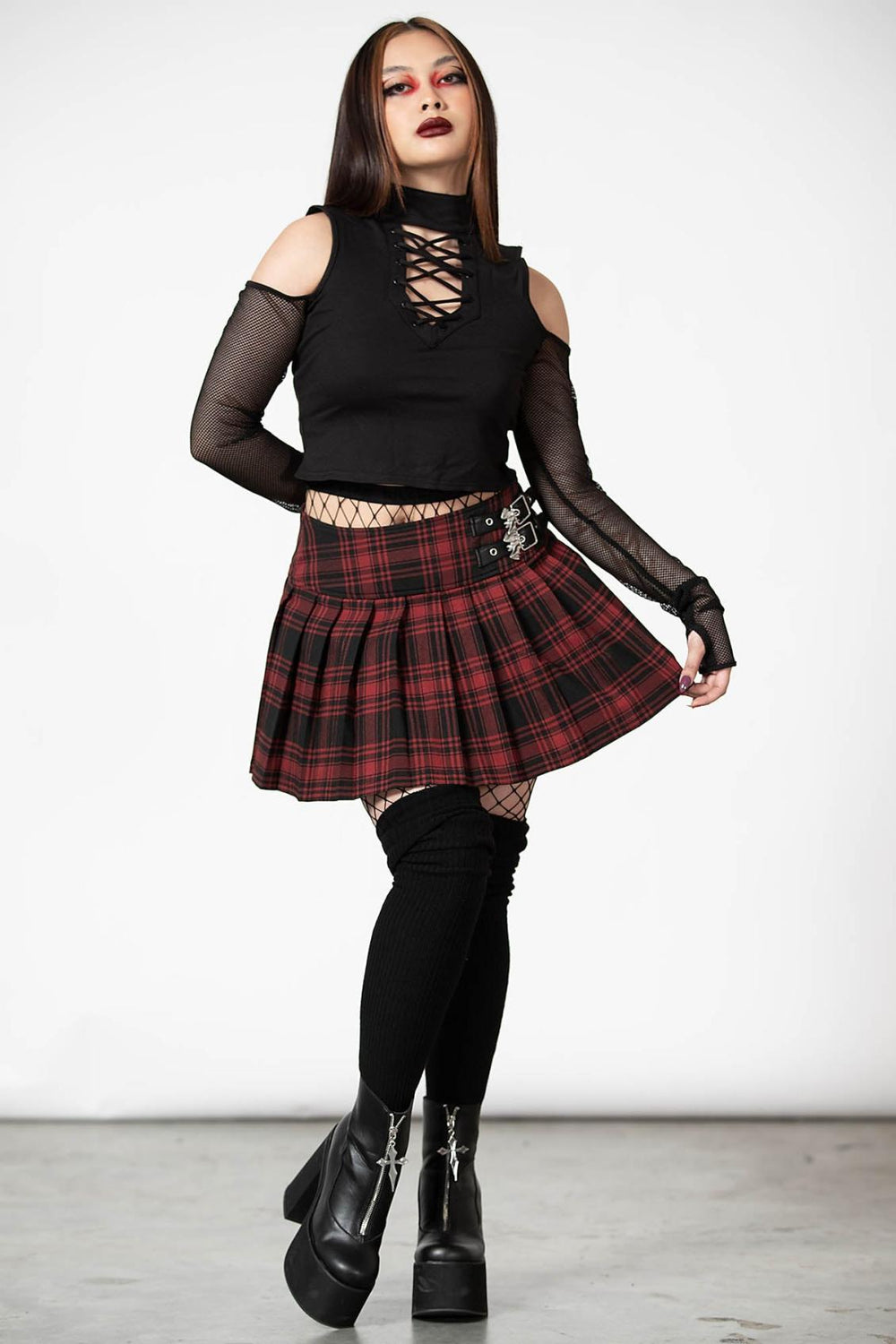 Women Mini Skirts | Killstar Bat Girl Skirt [TARTAN]