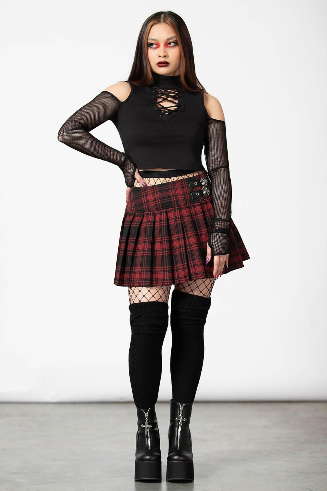 Women Mini Skirts | Killstar Bat Girl Skirt [TARTAN]
