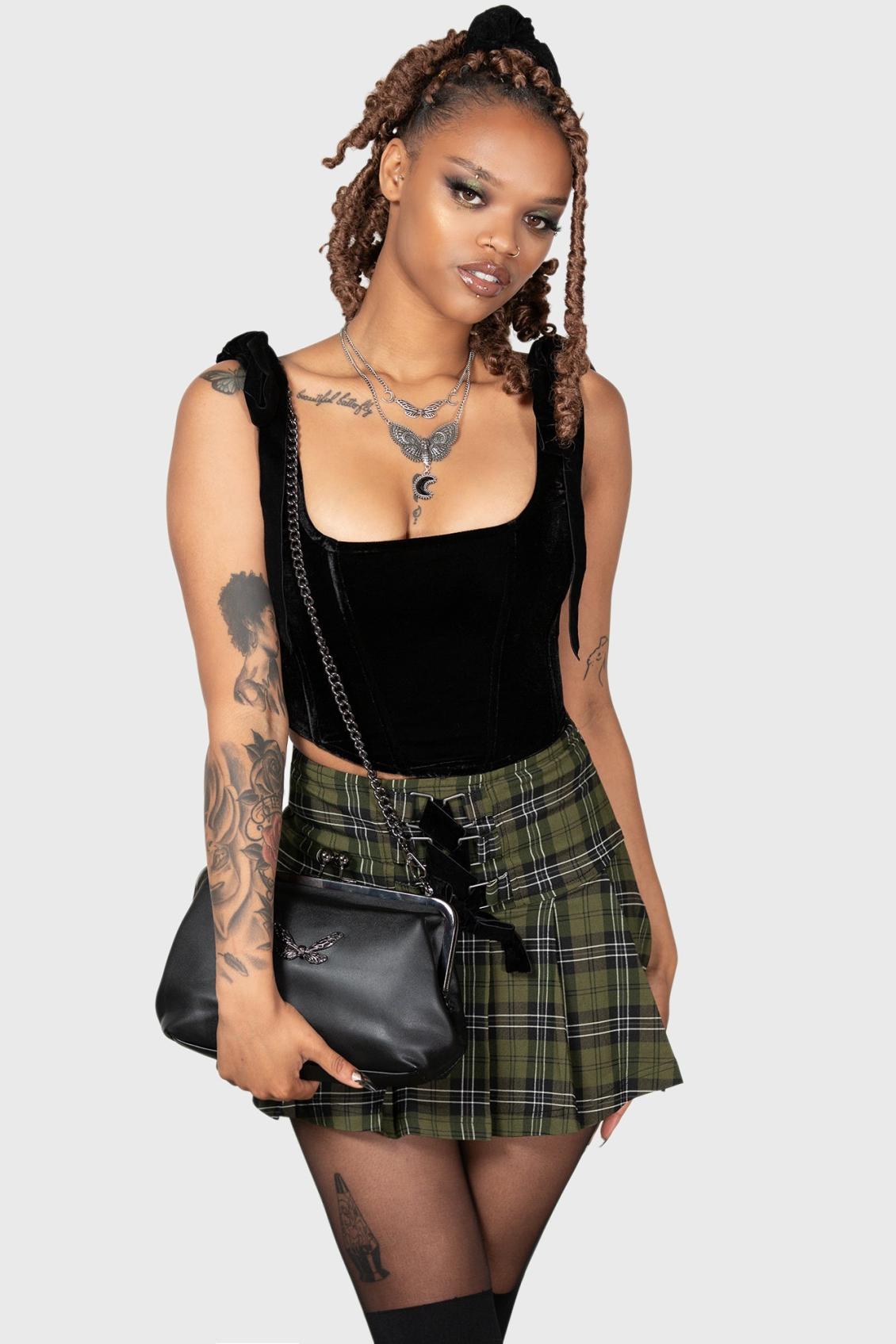 Women Mini Skirts | Killstar Dark Canopy Pleated Skirt