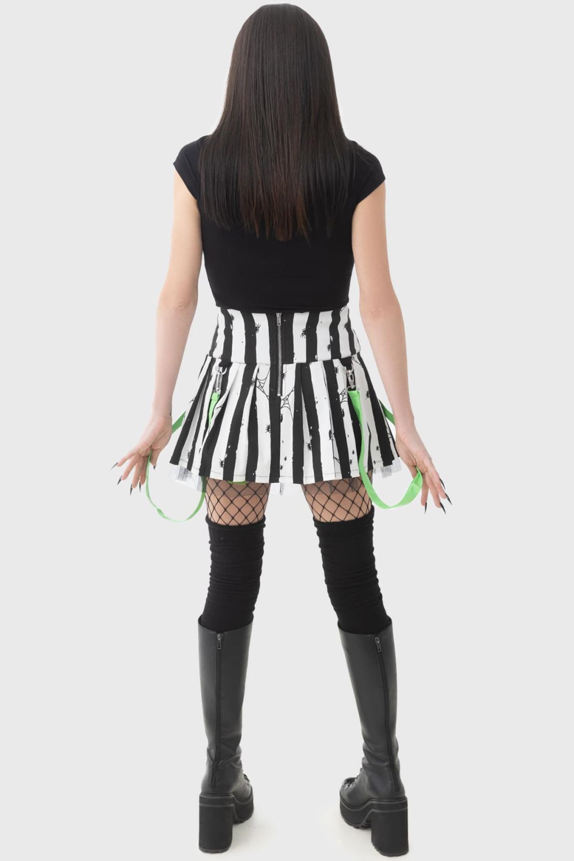 Women Mini Skirts | Killstar Distressed Stripe Pleated Mini-Skirt