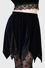 Women Mini Skirts | Killstar Lester Velvet Mini Skirt [BLUE]
