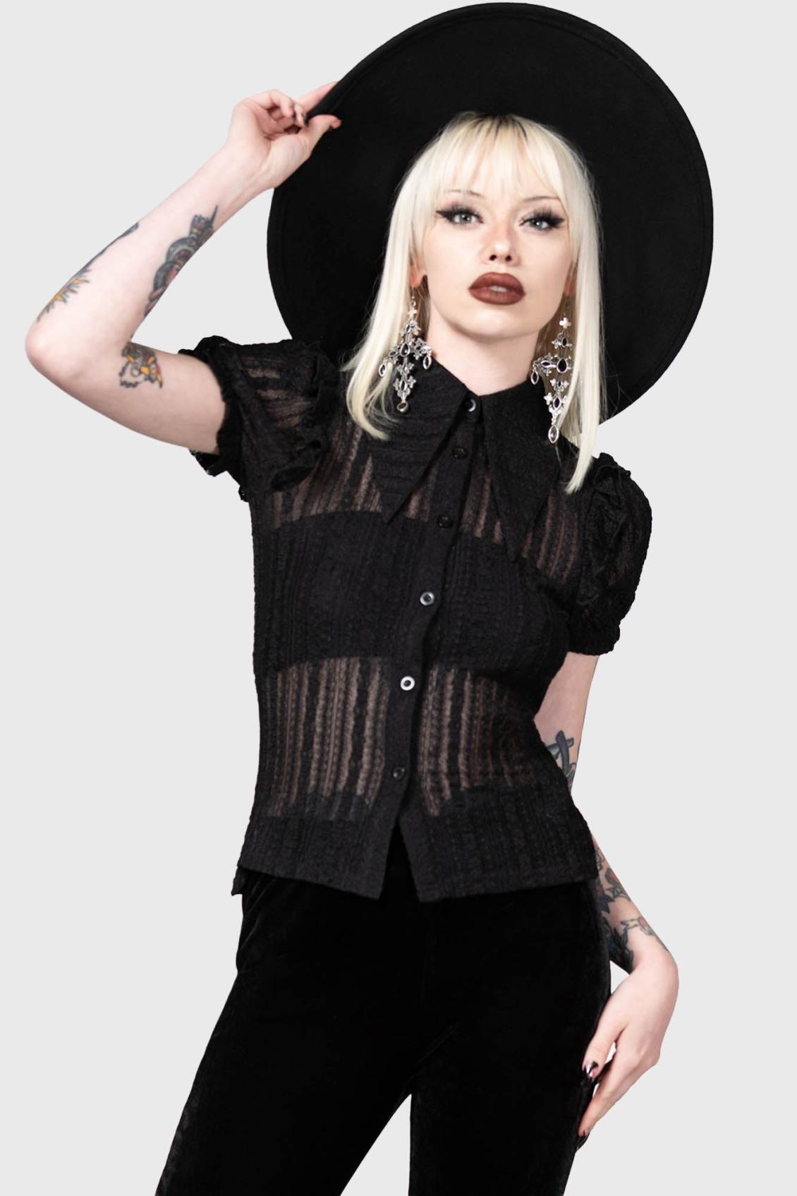 Women Shirts &amp; Blouses | Killstar Elena&#039;s Choice Lace Collar Blouse [B]
