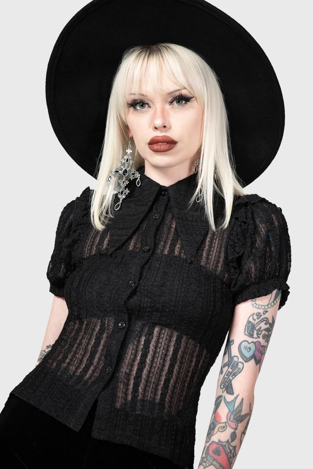Women Shirts &amp; Blouses | Killstar Elena&#039;s Choice Lace Collar Blouse [B]