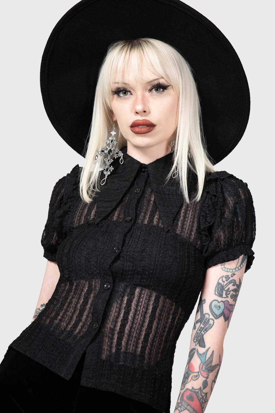 Women Shirts &amp; Blouses | Killstar Elena&#039;s Choice Lace Collar Blouse [B]