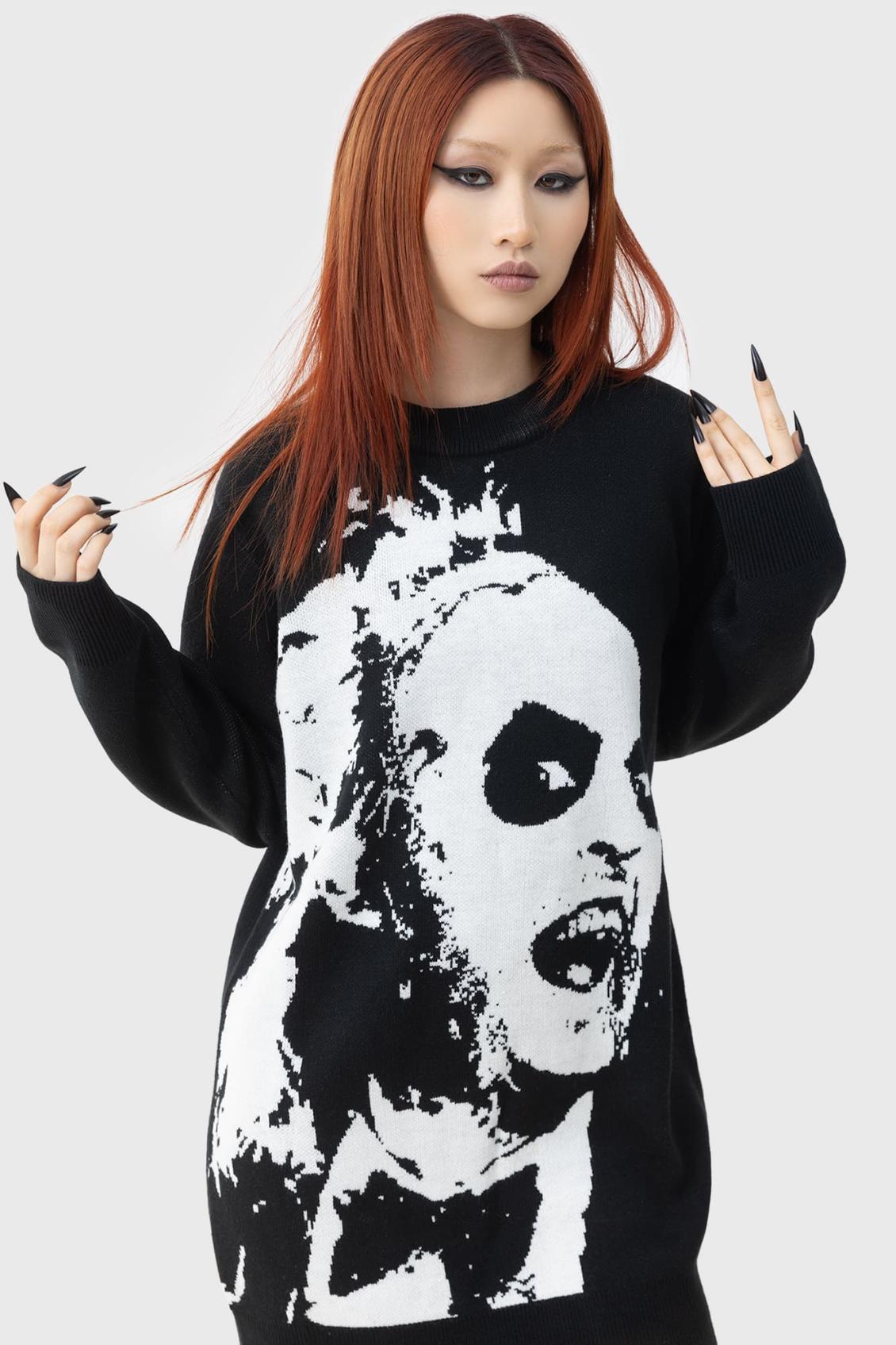 Women Sweaters | Killstar Ghost With The Most Intarsia Sweater