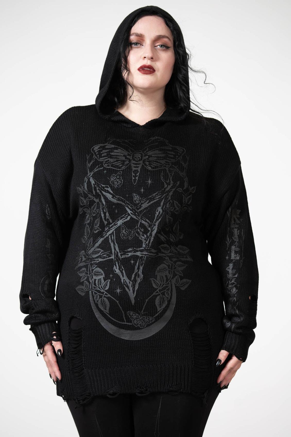 Women Sweaters | Killstar Hyperion Hooded Knit Sweater