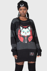 Women Sweaters | Killstar Vampurr Stripe Sweater [GREY]