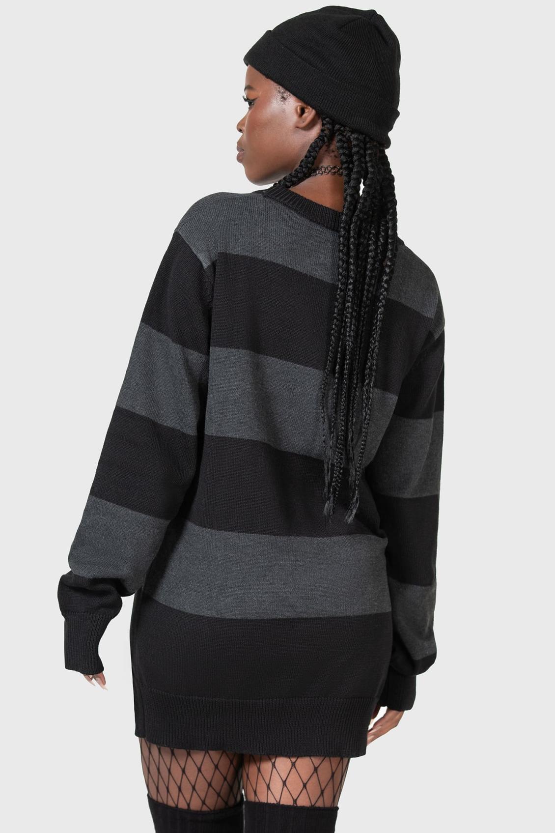 Women Sweaters | Killstar Vampurr Stripe Sweater [GREY]