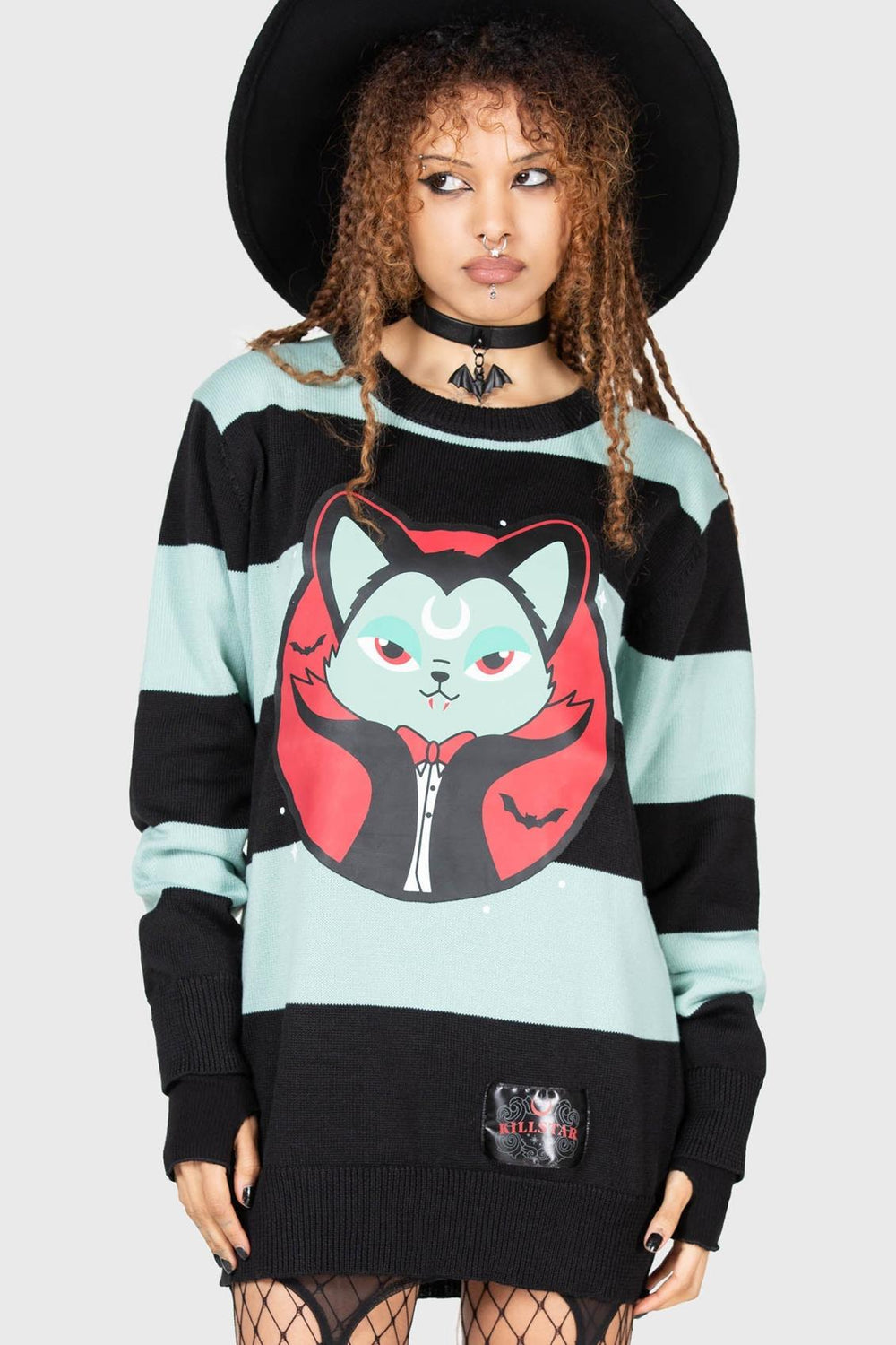 Women Sweaters | Killstar Vampurr Stripe Sweater [MINT]