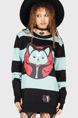 Women Sweaters | Killstar Vampurr Stripe Sweater [MINT]