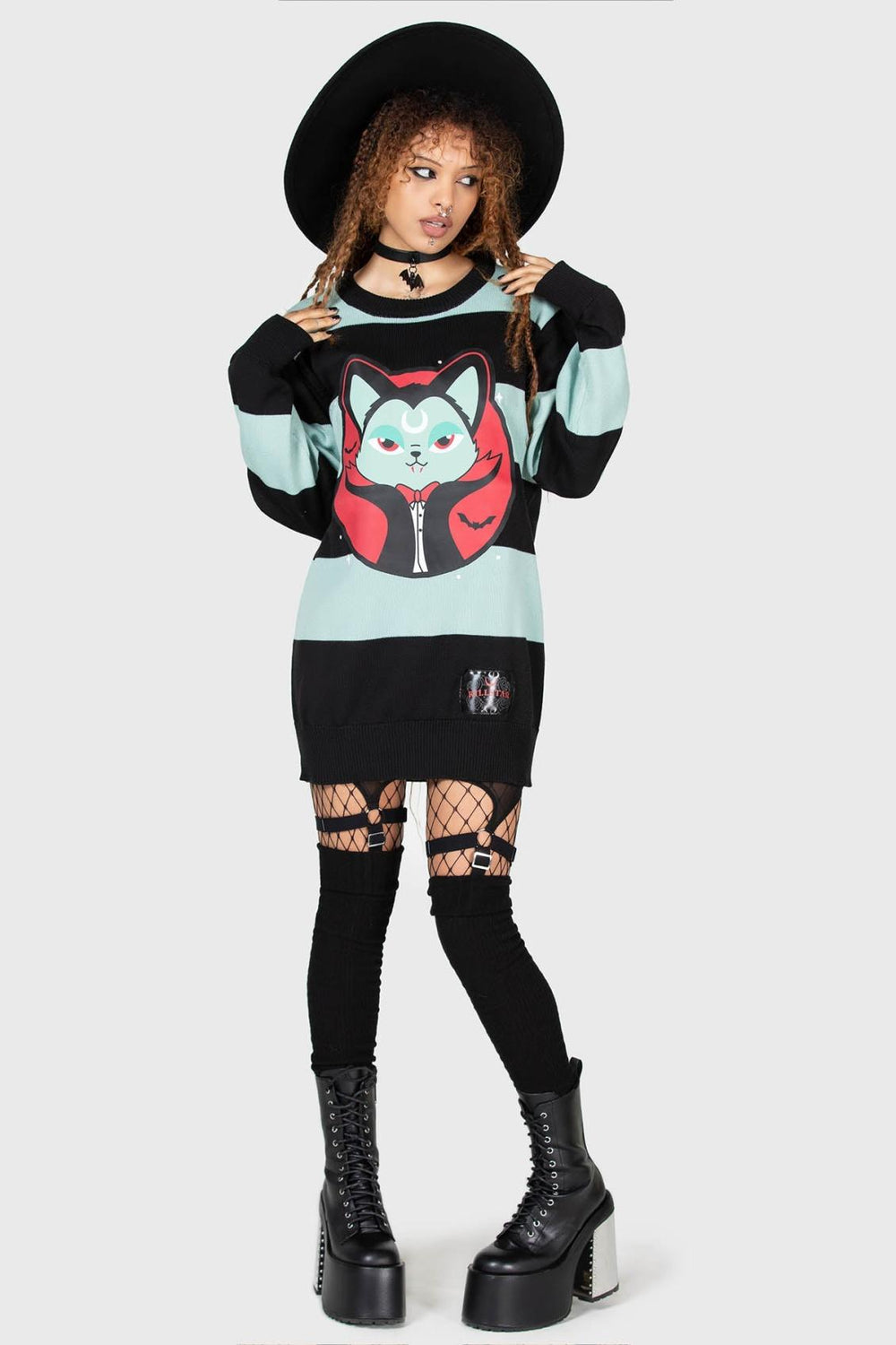 Women Sweaters | Killstar Vampurr Stripe Sweater [MINT]