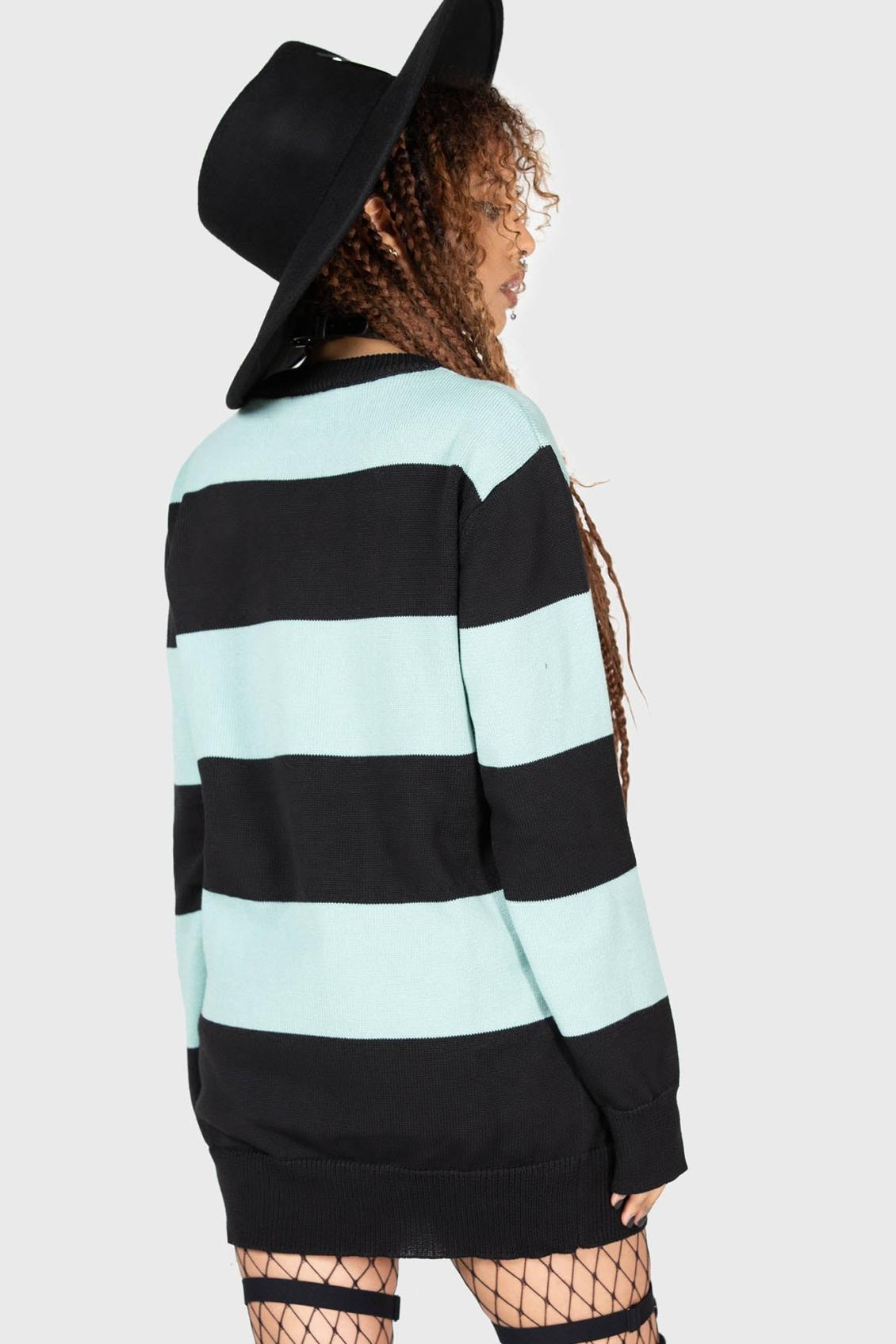 Women Sweaters | Killstar Vampurr Stripe Sweater [MINT]