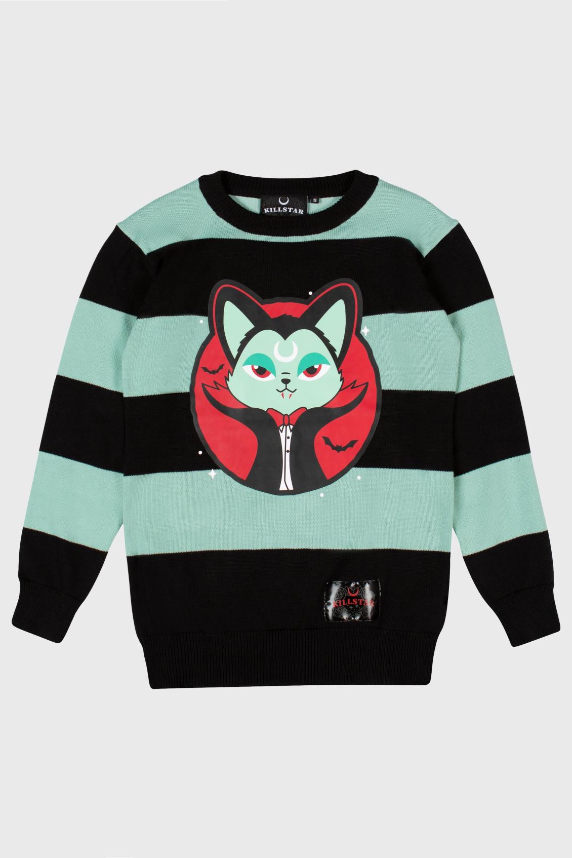 Women Sweaters | Killstar Vampurr Stripe Sweater [MINT]