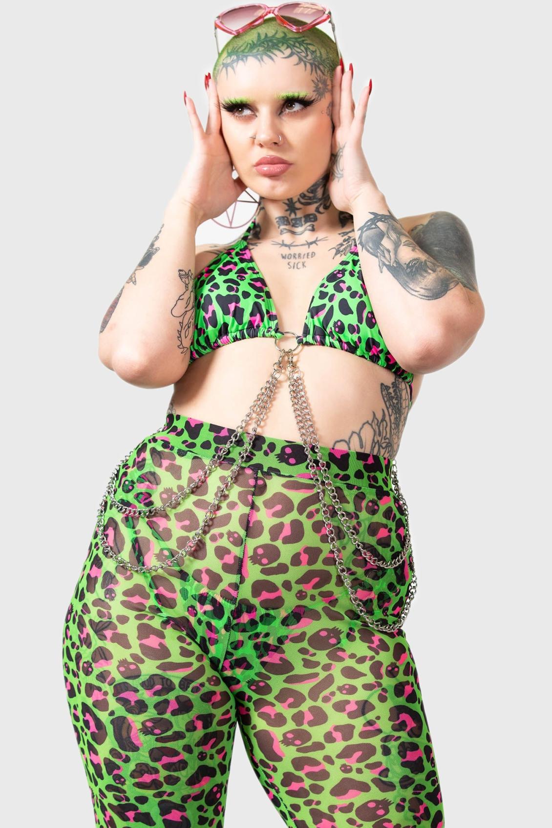 Women Swim | Killstar Emerald Sugar Mesh Flare Trousers