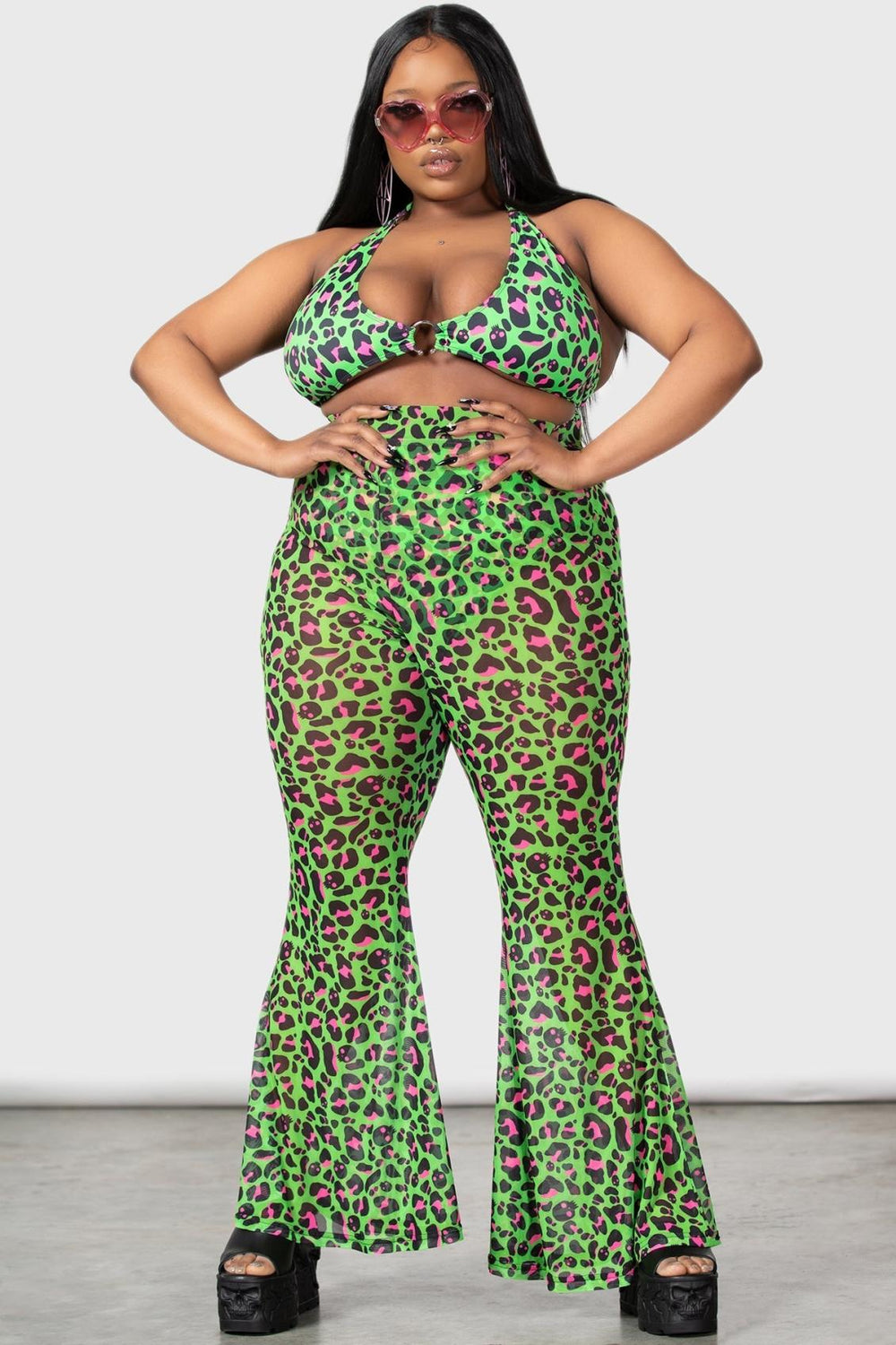 Women Swim | Killstar Emerald Sugar Mesh Flare Trousers