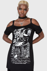 Women T-Shirts &amp; Vests | Killstar Cat Attack Distress Top