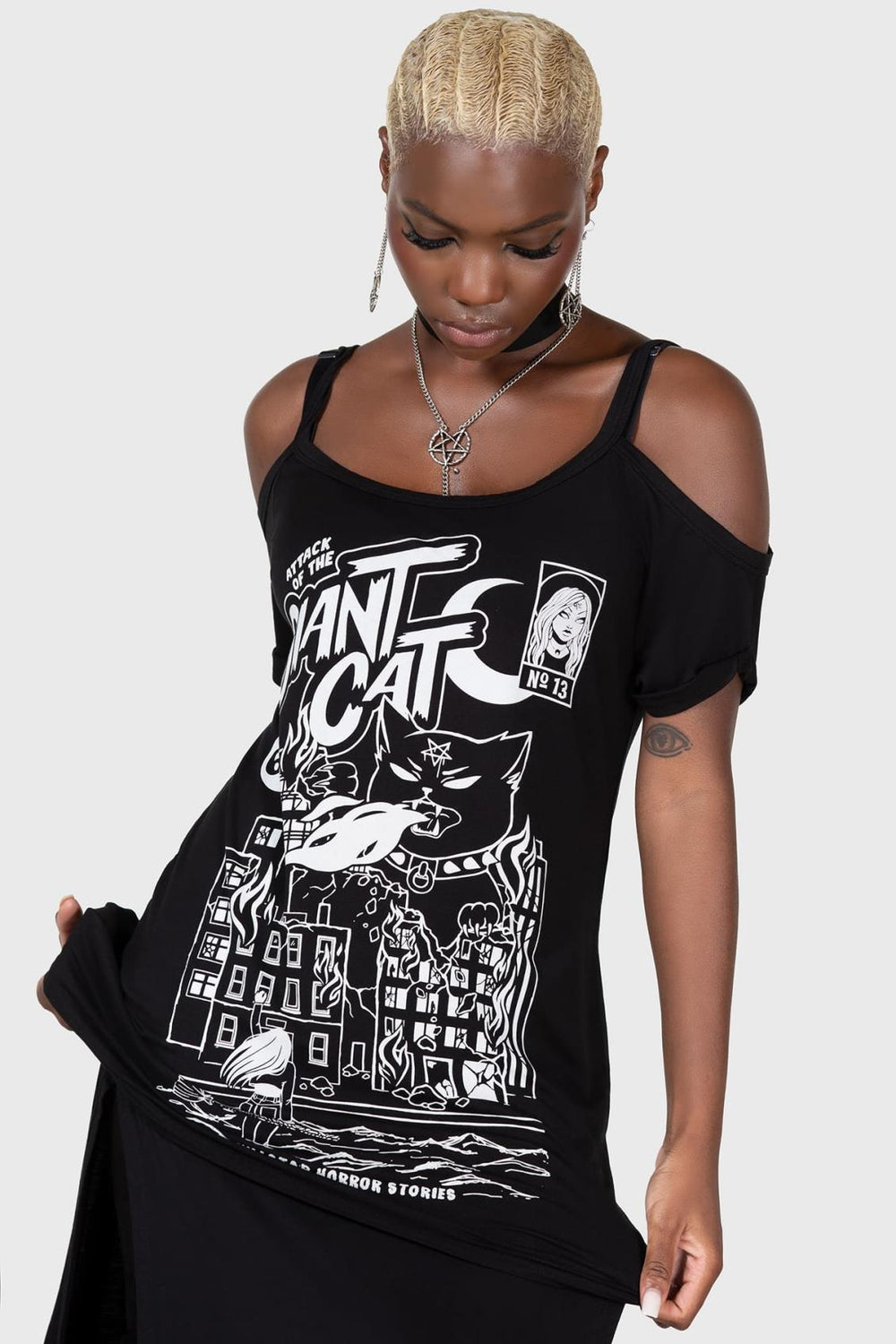 Women T-Shirts &amp; Vests | Killstar Cat Attack Distress Top