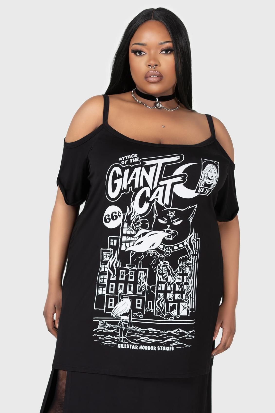 Women T-Shirts &amp; Vests | Killstar Cat Attack Distress Top