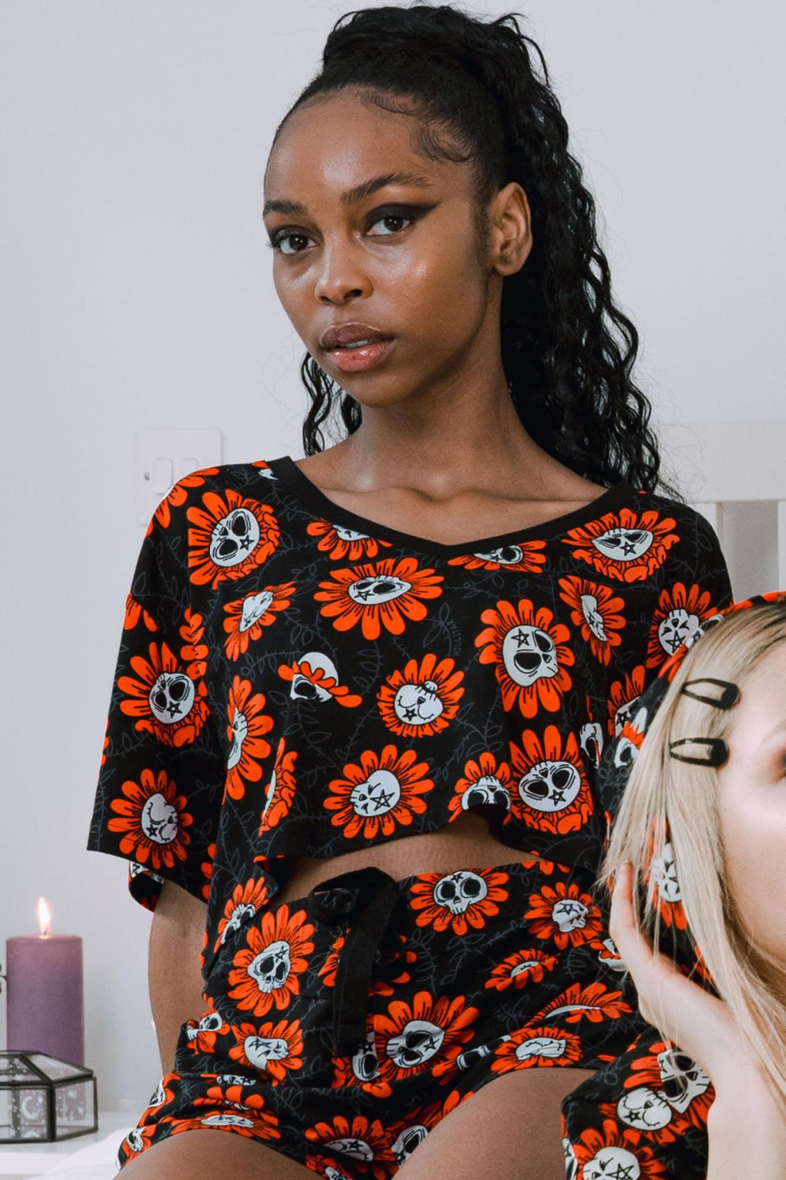 Women T-Shirts &amp; Vests | Killstar Gloomy Garden V-Neck Top