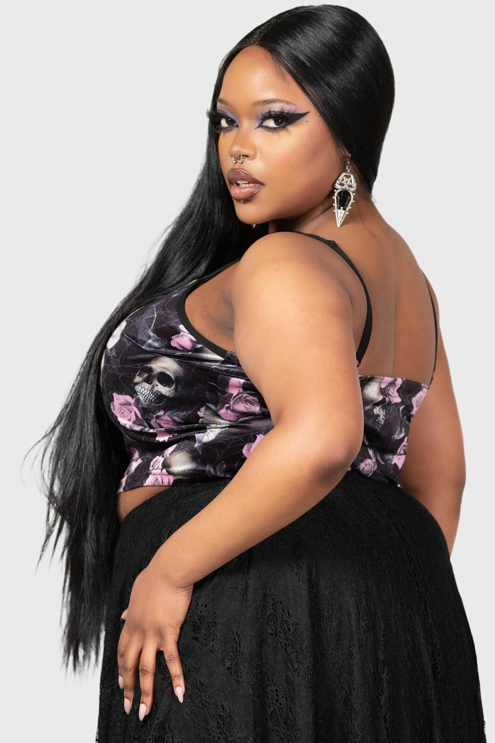 Women T-Shirts &amp; Vests | Killstar Lost In Sin Zip Top [BLACK/PINK]