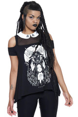 Women T-Shirts &amp; Vests | Killstar Nunsense Collar Cold Shoulder Top
