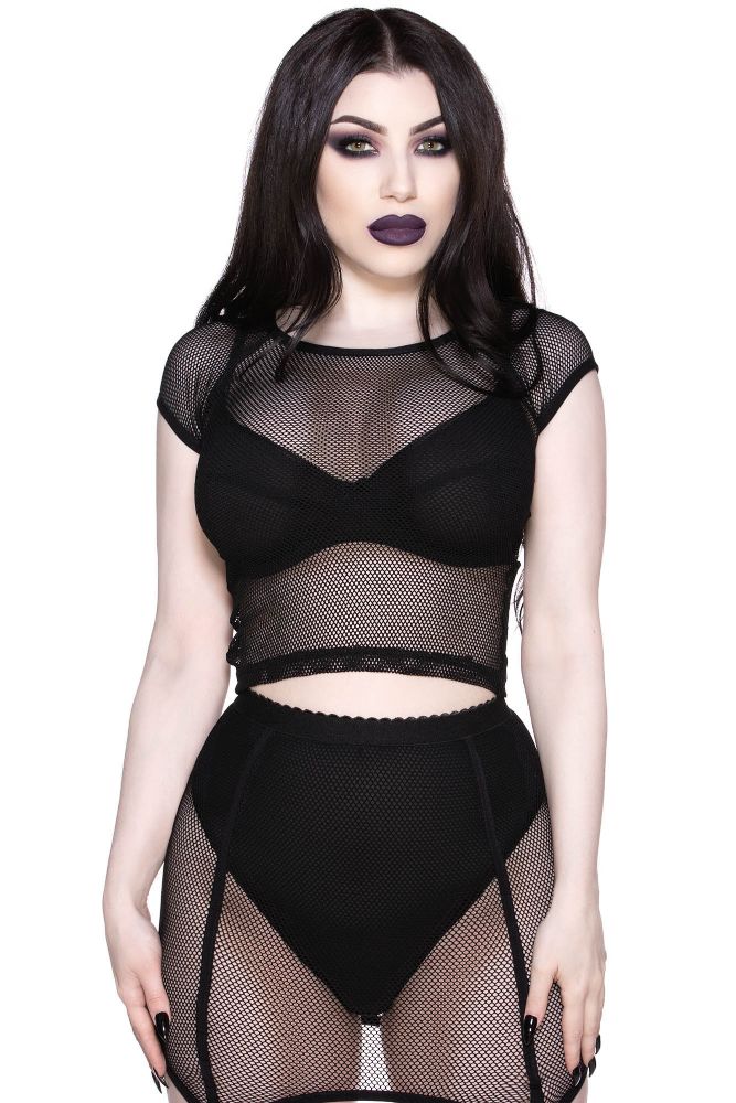 Women T-Shirts &amp; Vests | Killstar Wildchild Fishnet Top [B]