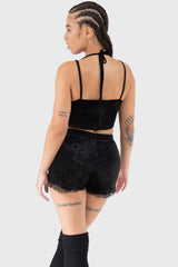 Women Velvet | Killstar Burnt Obsidian Shorts