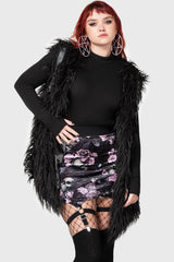 Women Velvet | Killstar Cassandra Velvet Mini Skirt [BLACK/PINK]