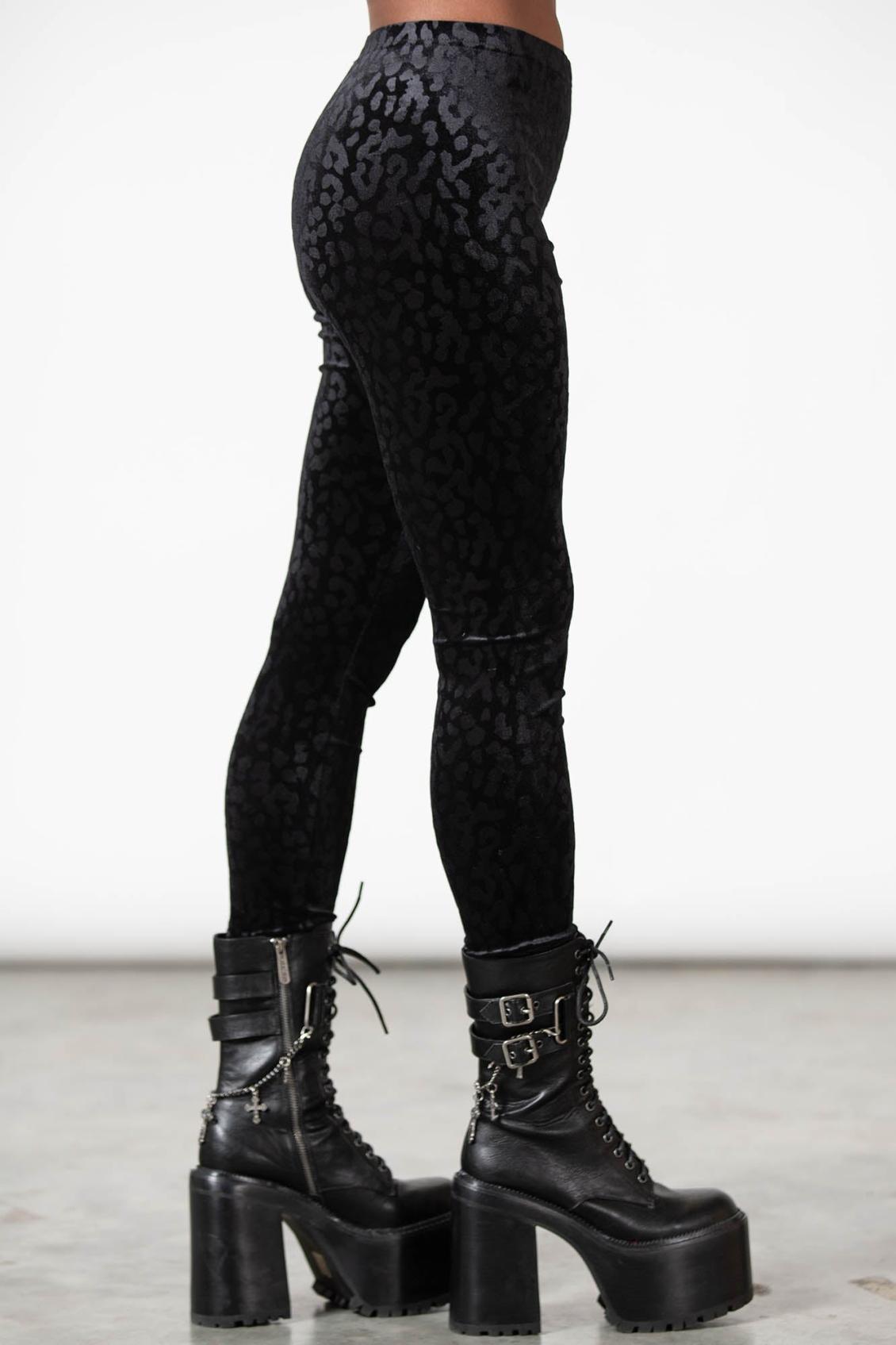 Women Velvet | Killstar Caturday Leggings [B]