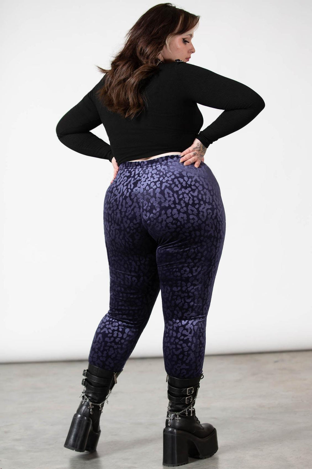 Women Velvet | Killstar Caturday Leggings [PLUM]
