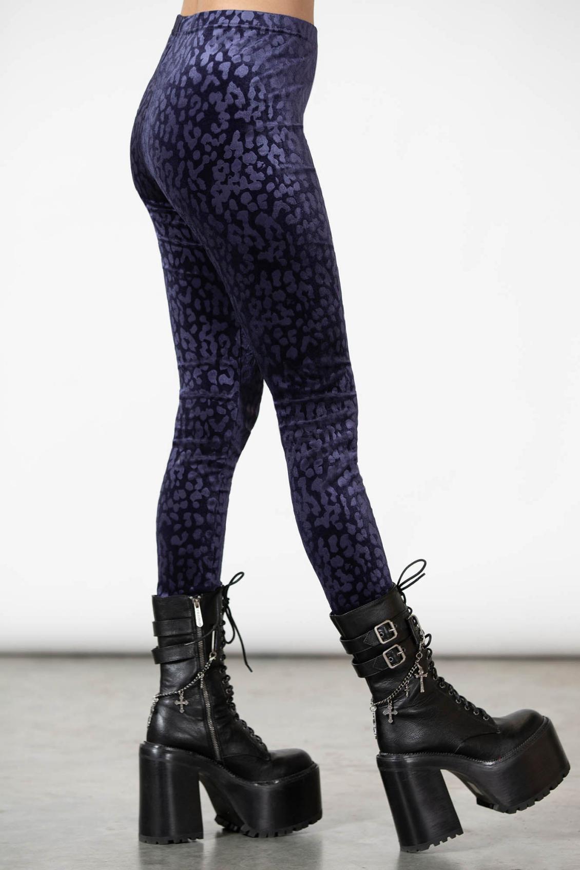 Women Velvet | Killstar Caturday Leggings [PLUM]