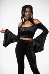 Women Velvet | Killstar Felinology Crop Top [B]