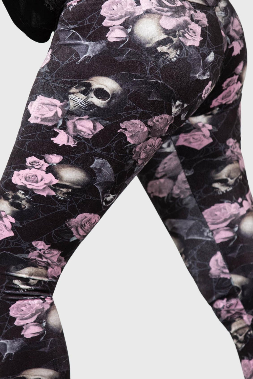 Women Velvet | Killstar Hematite Leggings [BLACK/PINK]