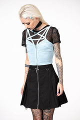 Women Velvet | Killstar Lost In Sin Zip Top [PASTEL BLUE]
