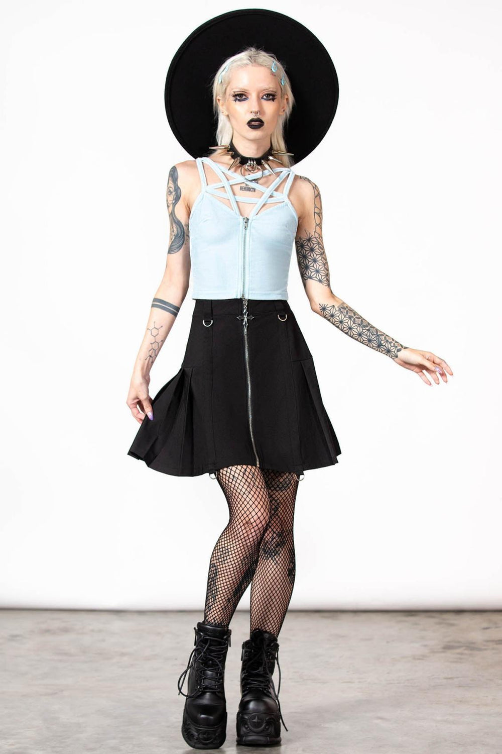 Women Velvet | Killstar Lost In Sin Zip Top [PASTEL BLUE]