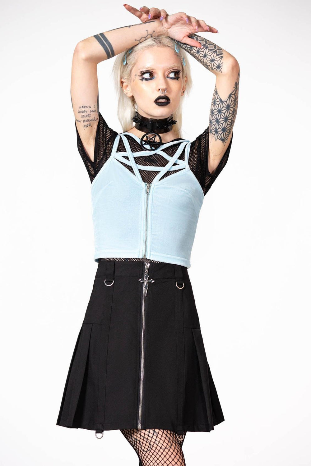 Women Velvet | Killstar Lost In Sin Zip Top [PASTEL BLUE]