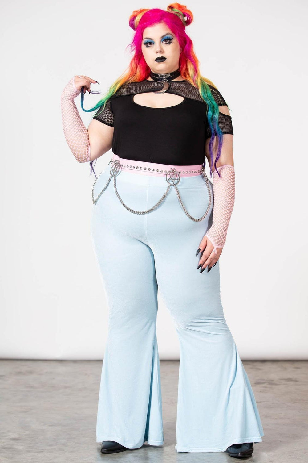 Women Velvet | Killstar Moondance Bell Bottoms [PASTEL BLUE]